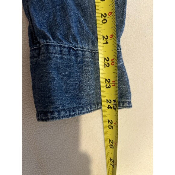 Roebuck & Co Denim Shirt Mens Large Western Pearl Snap Long Sleeve Vintage - Picture 4 of 10